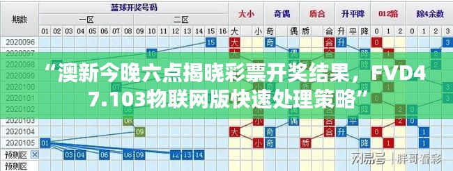 “澳新今晚六点揭晓彩票开奖结果，FVD47.103物联网版快速处理策略”