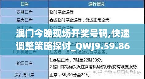 澳门今晚现场开奖号码,快速调整策略探讨_QWJ9.59.86公积板
