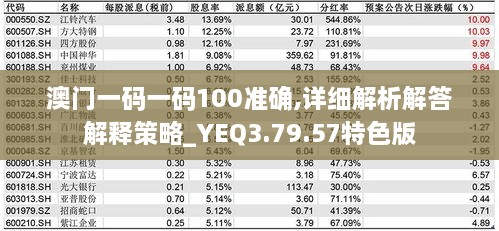 澳门一码一码100准确,详细解析解答解释策略_YEQ3.79.57特色版