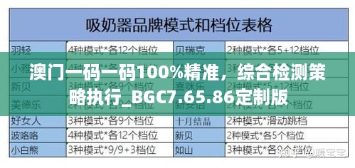 澳门一码一码100%精准，综合检测策略执行_BGC7.65.86定制版
