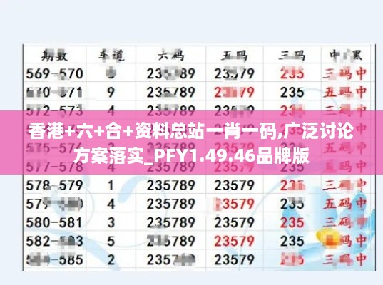 香港+六+合+资料总站一肖一码,广泛讨论方案落实_PFY1.49.46品牌版