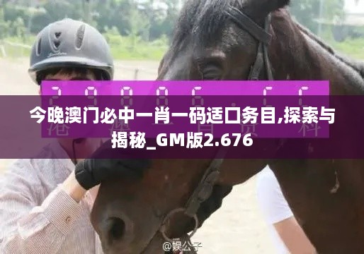 今晚澳门必中一肖一码适囗务目,探索与揭秘_GM版2.676