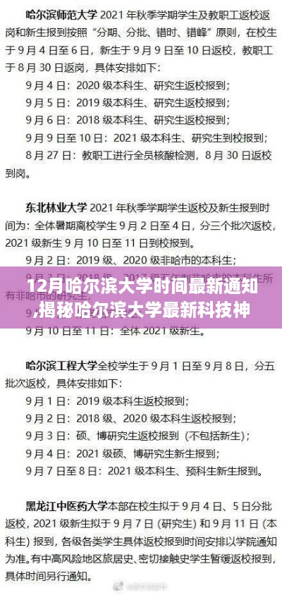 揭秘哈尔滨大学最新科技神器，十二月全新升级，体验科技魔力引领生活新纪元