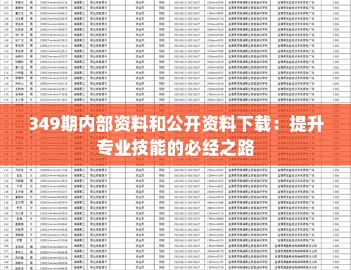 349期内部资料和公开资料下载：提升专业技能的必经之路