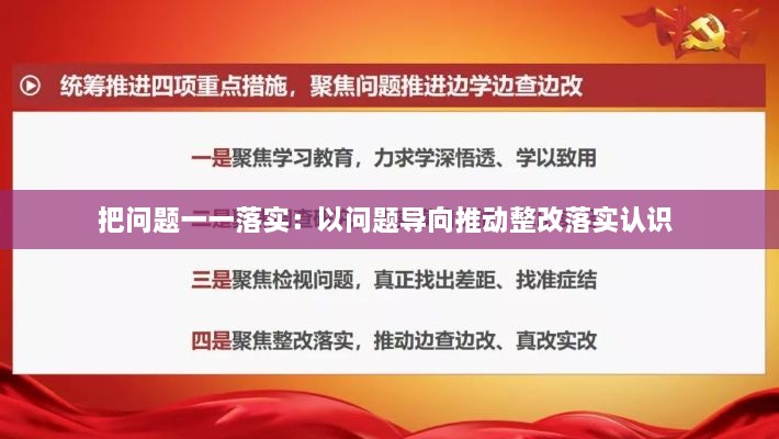 把问题一一落实：以问题导向推动整改落实认识 