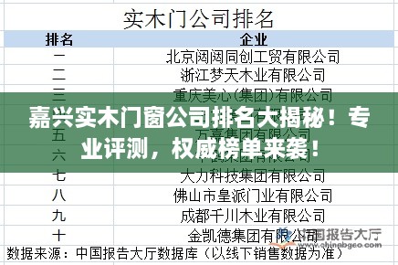 嘉兴实木门窗公司排名大揭秘！专业评测，权威榜单来袭！