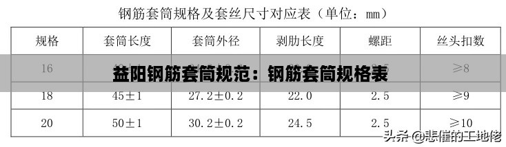 益阳钢筋套筒规范：钢筋套筒规格表 