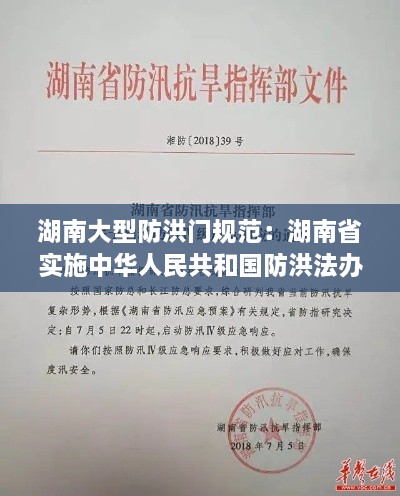 湖南大型防洪门规范：湖南省实施中华人民共和国防洪法办法 