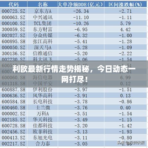 利欧最新行情走势揭秘，今日动态一网打尽！