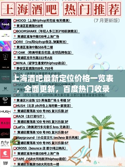 上海酒吧最新定位价格一览表，全面更新，百度热门收录