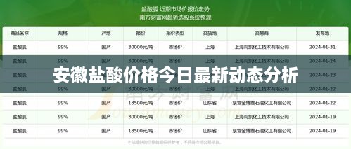 安徽盐酸价格今日最新动态分析