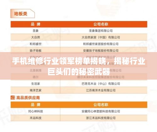 手机维修行业领军榜单揭晓，揭秘行业巨头们的秘密武器