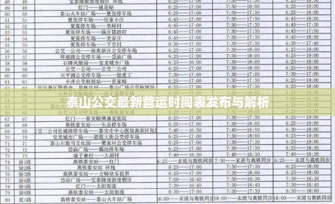 泰山公交最新营运时间表发布与解析