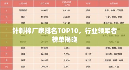 针刺棉厂家排名TOP10，行业领军者榜单揭晓